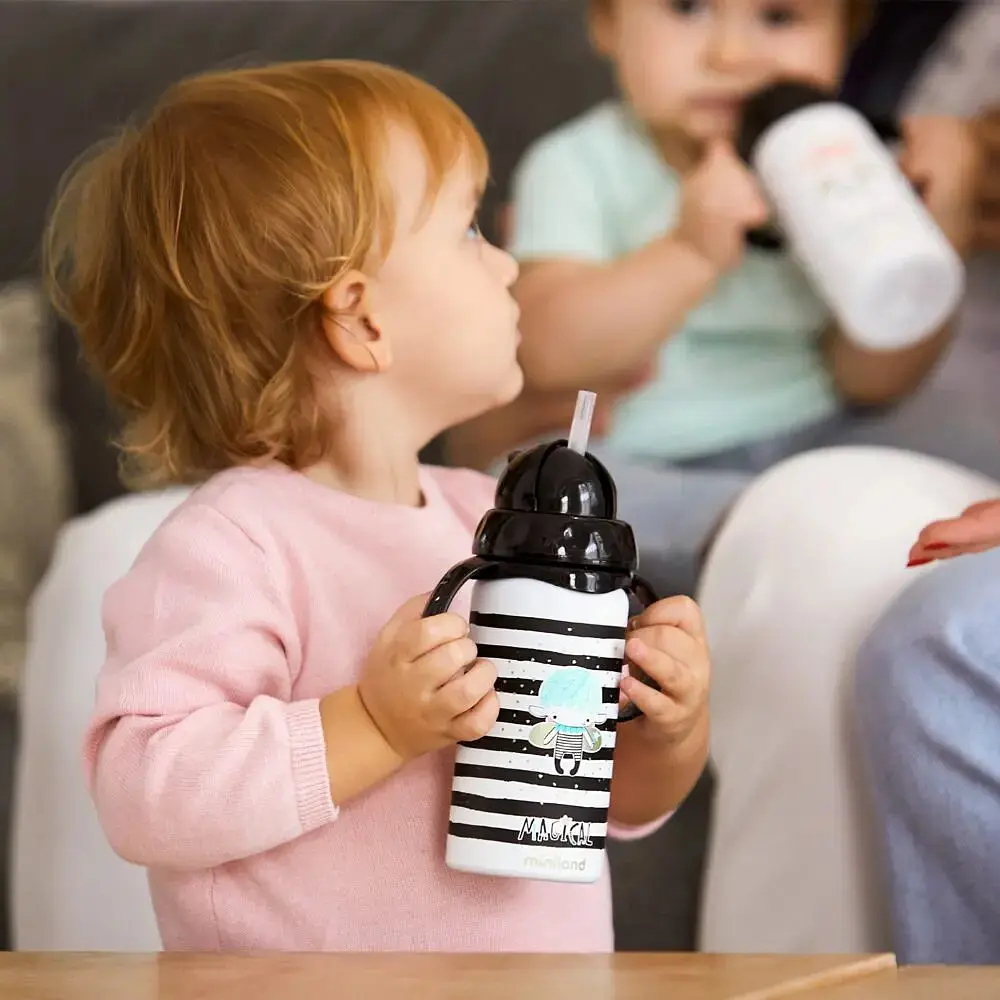 Термопоїльник Miniland Thermokid Magical, з трубочкою, 240 мл, білий з чорним (89358) - фото 5