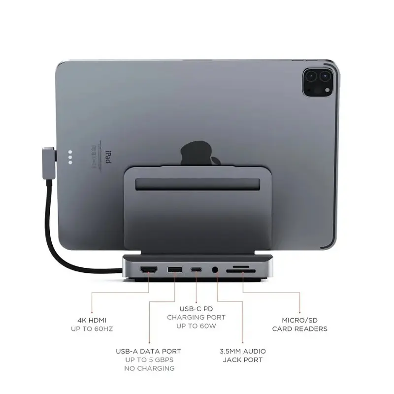 Подставка для ноутбука Satechi Aluminum Stand Hub Space Gray for iPad Pro (ST-TCSHIPM) - фото 6