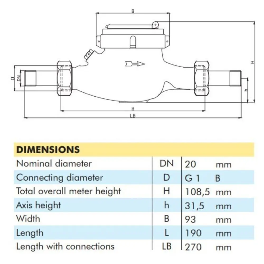 Лічильник холодної води Baylan Мокрохід TY-2 R160 DN20 багатоструменевий 30412 - фото 5