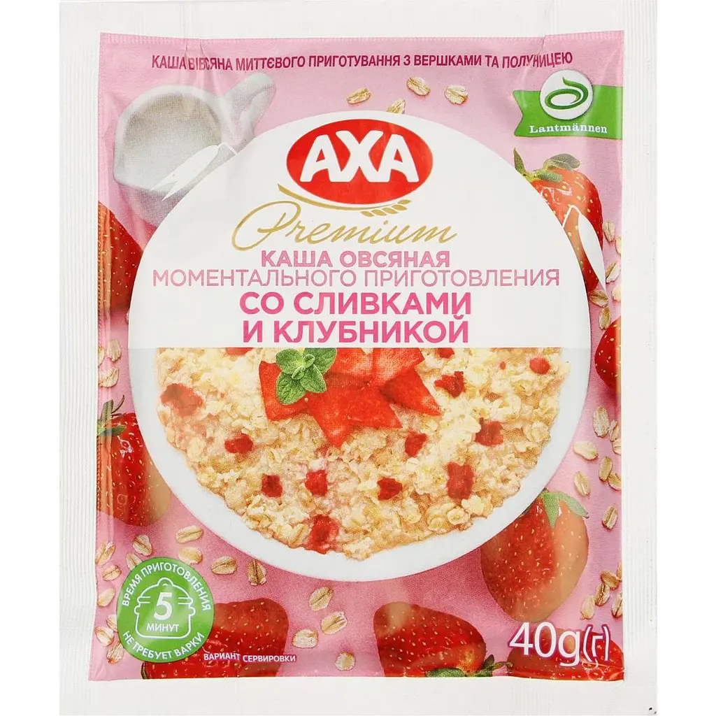 Упаковка каші вівсяної миттєвого приготування АХА з вершками та полуницею 40 г х 20 шт - фото 2