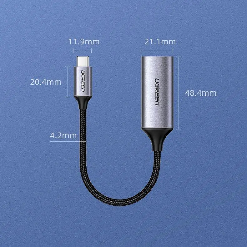 Перехідник USB 2.0 Type C --> HDMI V2.0 4K@60Hz 10 Див CM297 UGREEN Сірий - фото 8