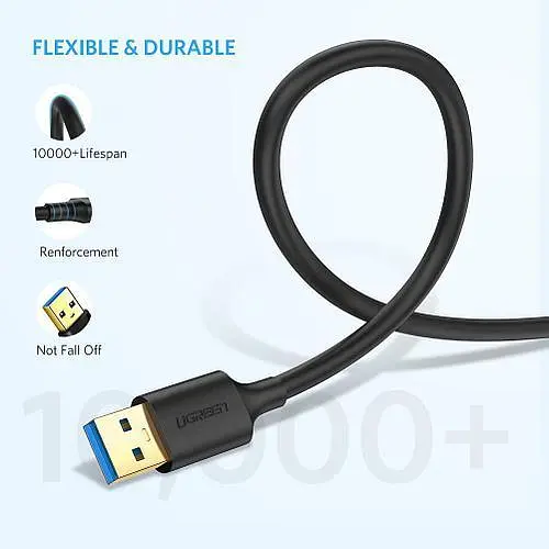 Кабель Ugreen US128 USB 3.0 A Male to Male Cable 1 м чорний (10370) - фото 2