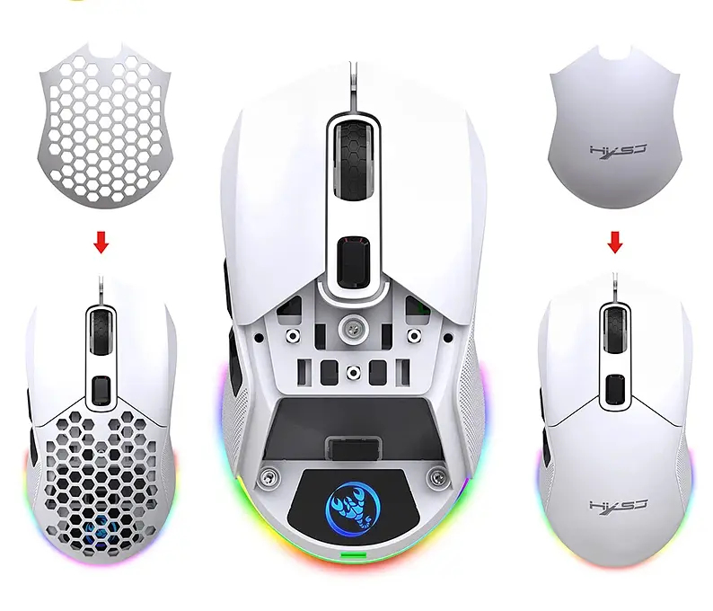 Миша бездротова HXSJ Т28 з акумулятором та RGB підсвічуванням 2,4G+Bluetooth White - фото 6