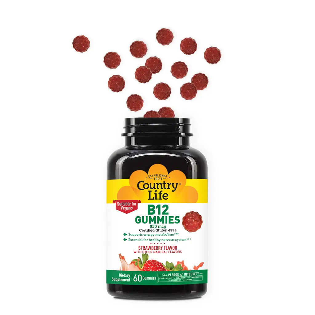 Вітамін В12 Country Life Strawberry Flavor 850 мг 60 жувальних цукерок - фото 2