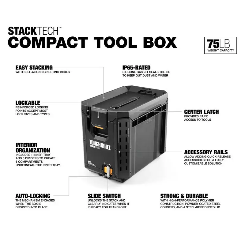 Ящик для інструментів TOUGHBUILT TB-B1-B-60C StackTech компактний - фото 3