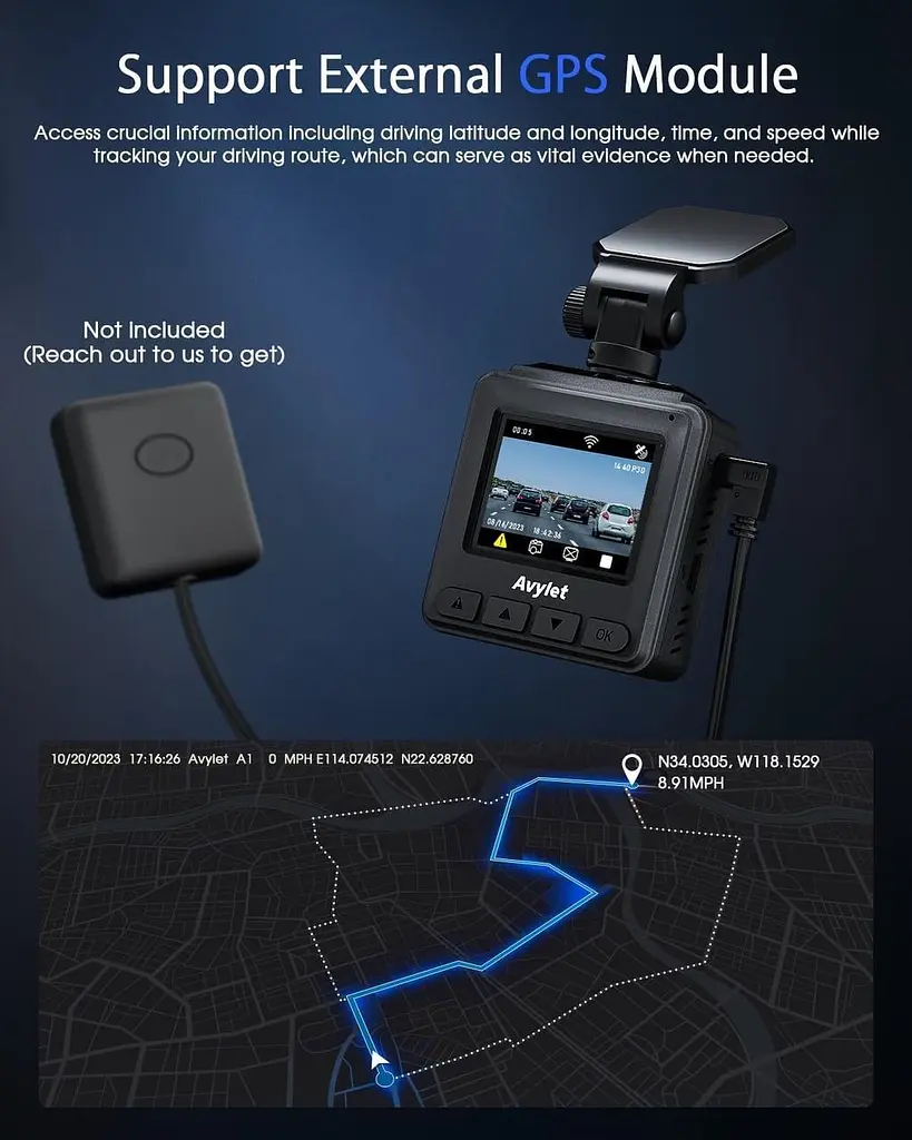 Відеореєстратор Avylet A1/ 2К / 170° / GPS / Wi-Fi / Чорний - фото 5