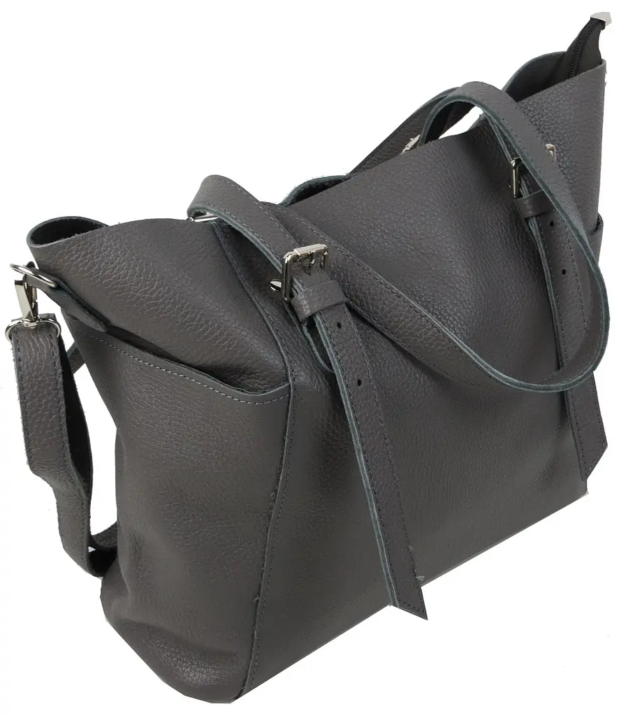 Жіноча шкіряна сумка на дві ручки Borsacomoda 639.021 Сіра - фото 5