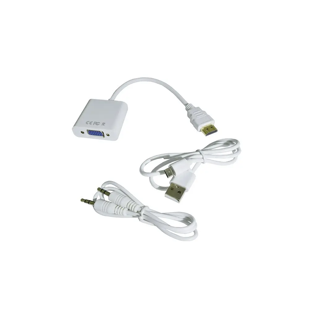 Переходник HDMI M to VGA F (с кабелями аудио и питания от USB) ST-Lab (U-990 white) - фото 4