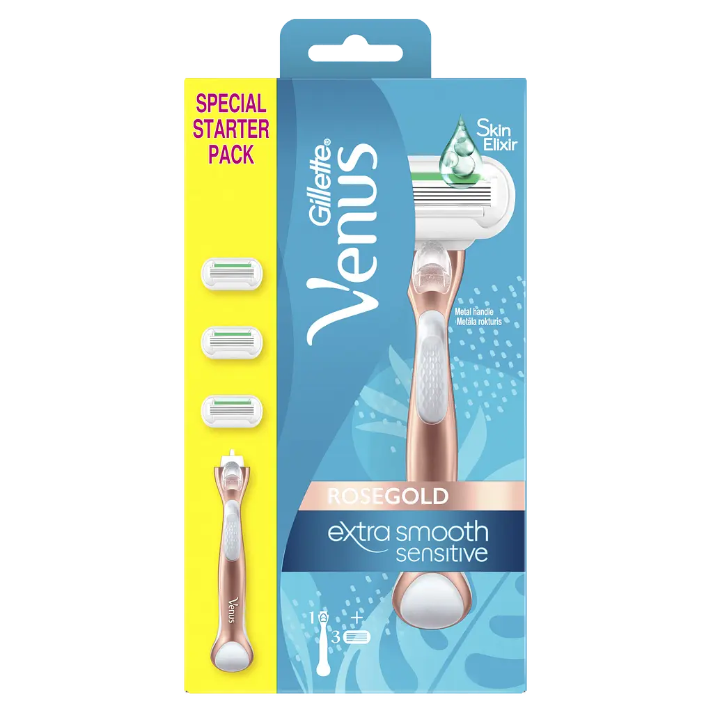 Жіноча бритва Gillette Venus Extra Smooth Sensitive Rosegold з 3 змінними касетами - фото 3