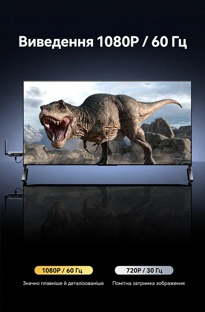 Бездротовий HDMI Vention 1 передавач і 1 приймач 1080p 60 Гц до 200 м на відкритій місцевості потрібне живлення модулів через USB-C кнопка паузи та відновлення трансляції дублювання екрана розширення екрана за підтримки комп’ютером із заводським спарюванням сіро-чорний (ADPH0-1) - фото 8