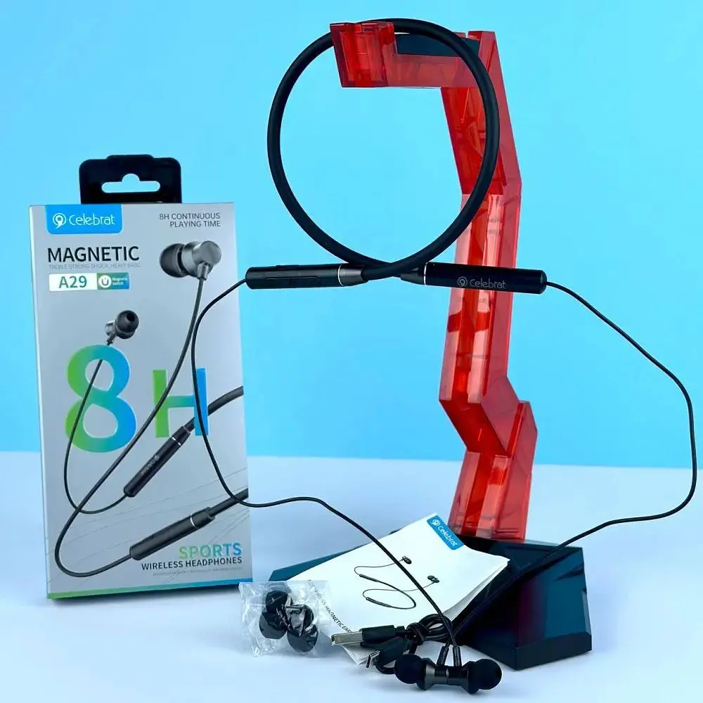 Наушники беспроводные Celebrat A29 Bluetooth с затылочной дугой черные - фото 5