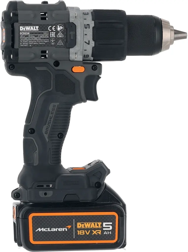 DeWALT Шурупокрут-дриль ударний аккумуляторний DeWALT McLaren F1 TEAM LIMITED EDITION 18В 2х5А·рік 90Нм 0-450·0-1650об/хв кейс ЗП 1.34кг - фото 4