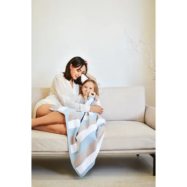 Дитячий плед в'язаний Ideia + шапочка, блакитний, 90х70 см (8-29909) - фото 6