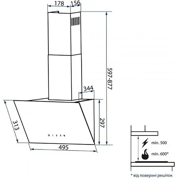 Витяжка Minola HVS 5242 BL 700 LED похила - фото 3