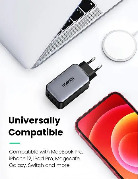 Зарядний пристрій UGREEN CD244 GaN Fast Charger USB-A+2 xUSB-C 65W EU Сірий (10335) ugr-10335 - фото 8