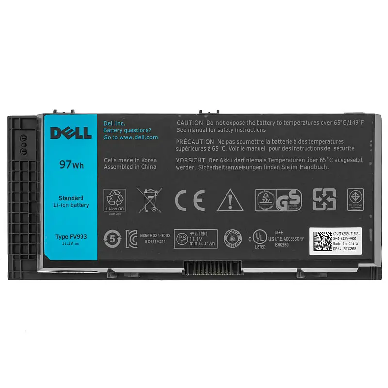 Акумулятор Dell N71FM (Precision M4600, M4700, M6600, M6700 series) 11.1V 8310 mAh 97Wh Black - фото 3