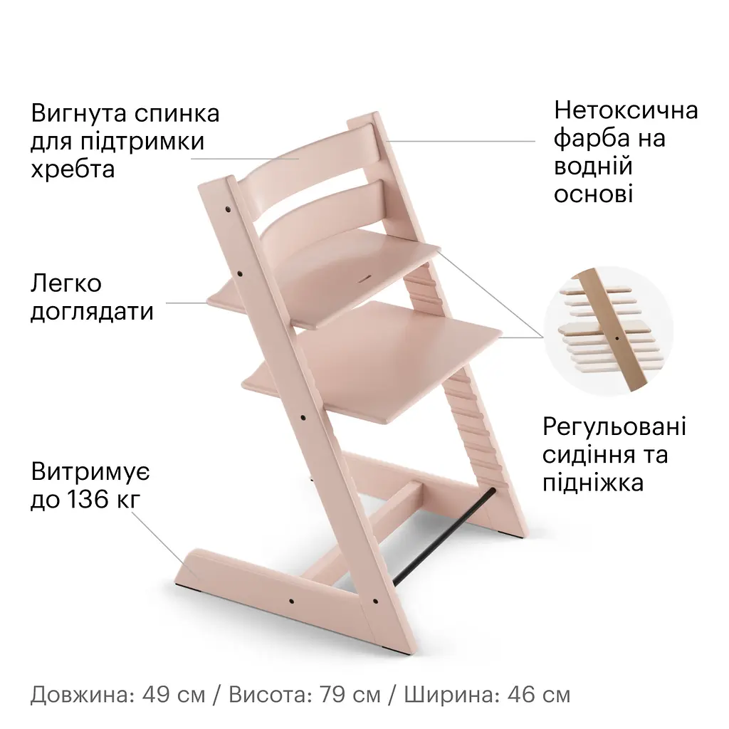 Стільчик Stokke Tripp Trapp Serene Pink (100134) - фото 2