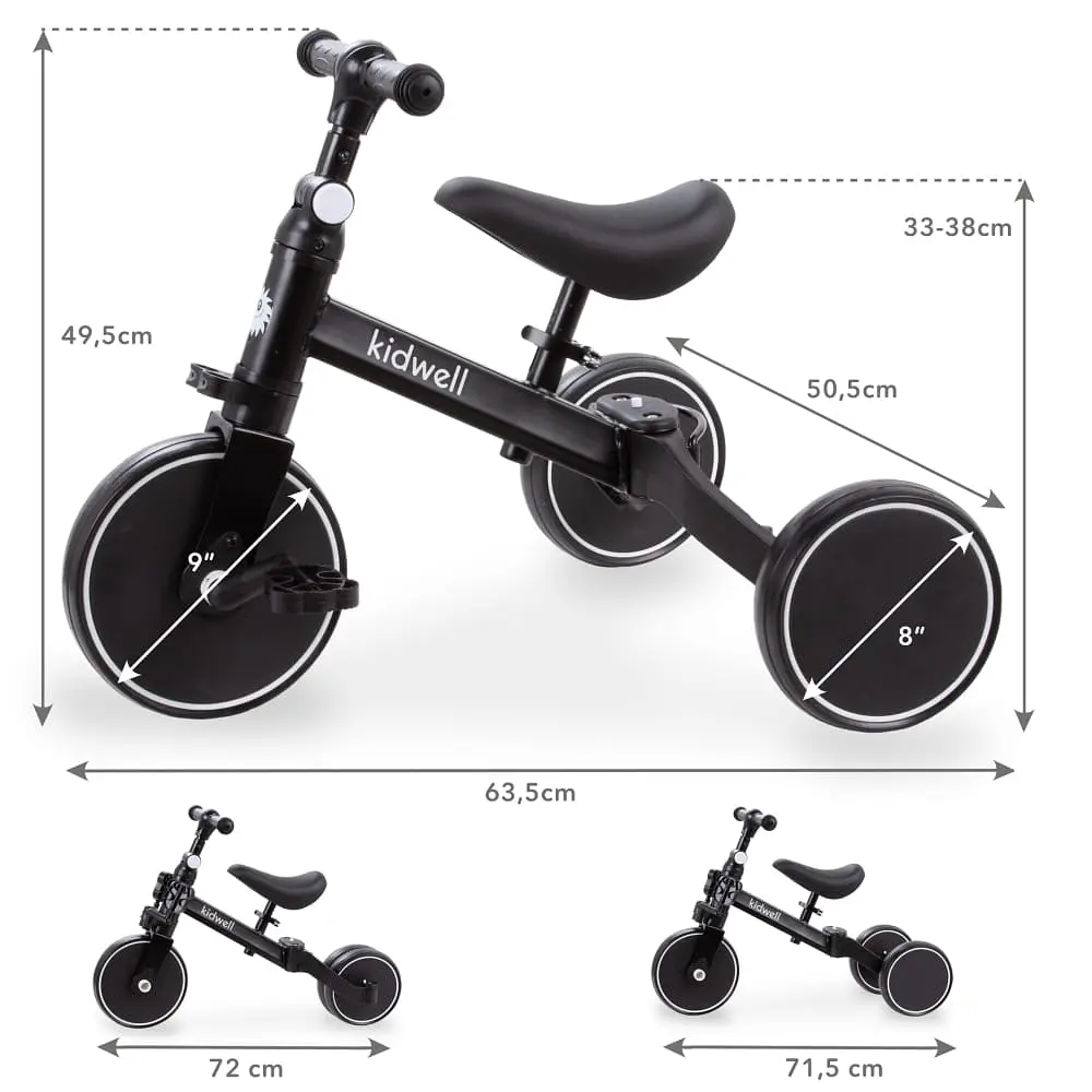 Дитячий велосипед Kidwell Pico 3 в 1 black (5901130084197) - фото 7