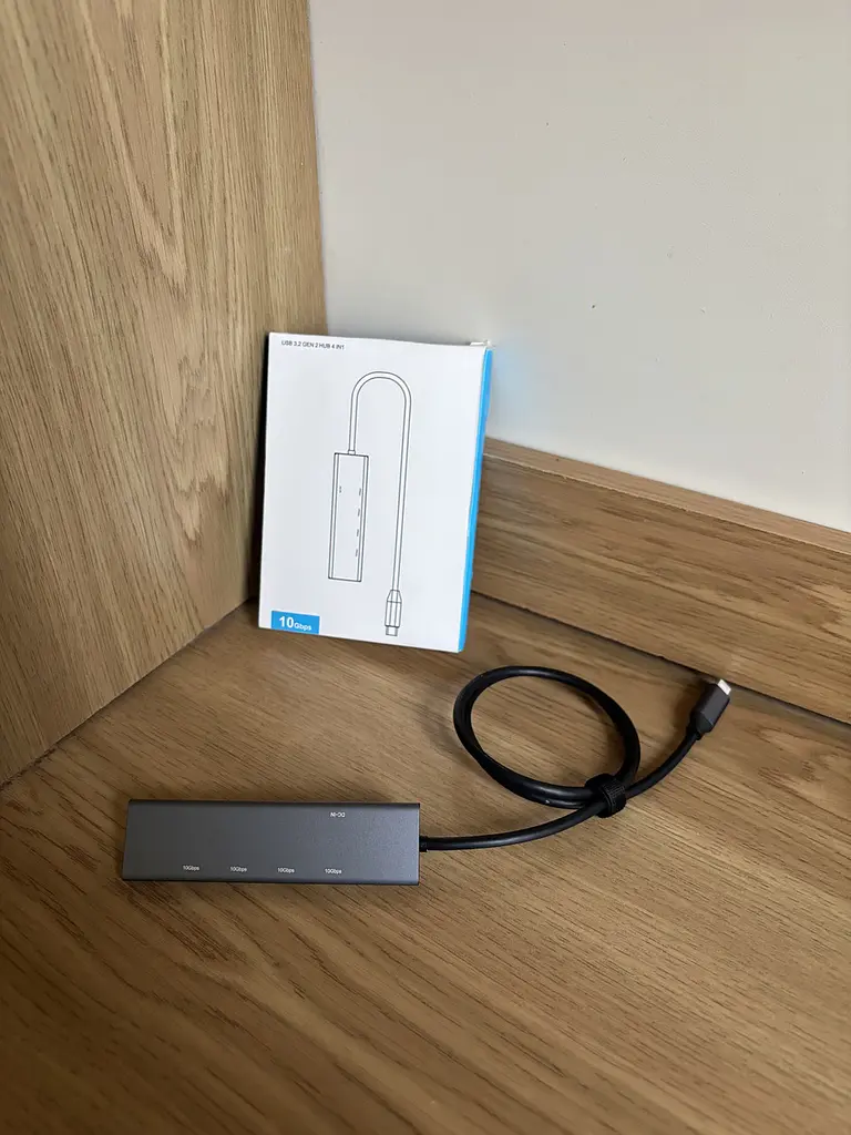 USB-C Хаб 4в1 USB 3.2 Gen 2 адаптер з 4 портами Type-C швидкість до 10 Гбіт/с сірий (SKU-070) - фото 3