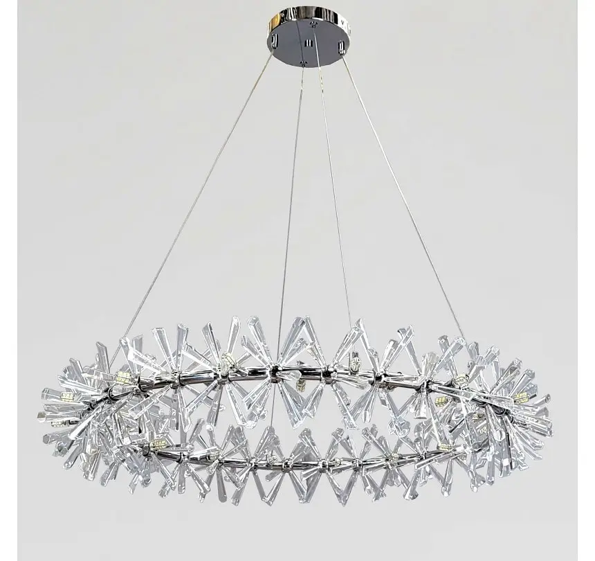 Кругла кришталева люстра Artlight 8559/800CH на 30 ламп G4 із прозорими призматичними елементами - фото 2
