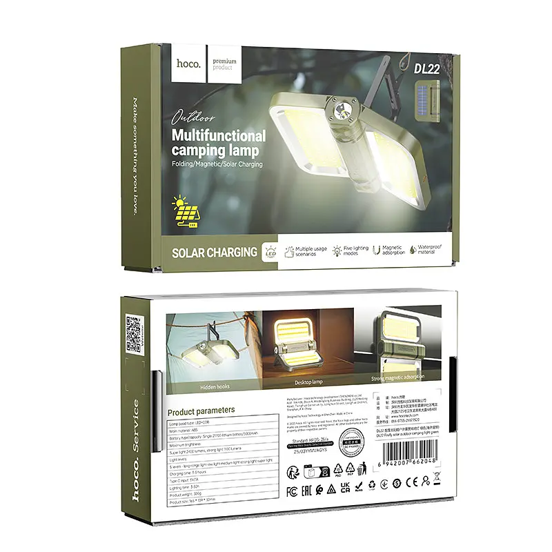 Кемпінгова лампа з сонячною панеллю Hoco DL22 Firefly solar outdoor camping light - фото 7