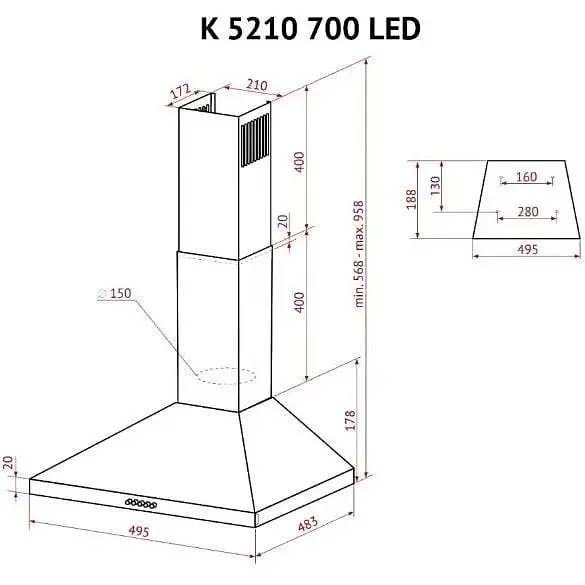 Вытяжка Perfelli K 5210 BL 700 LED - фото 10