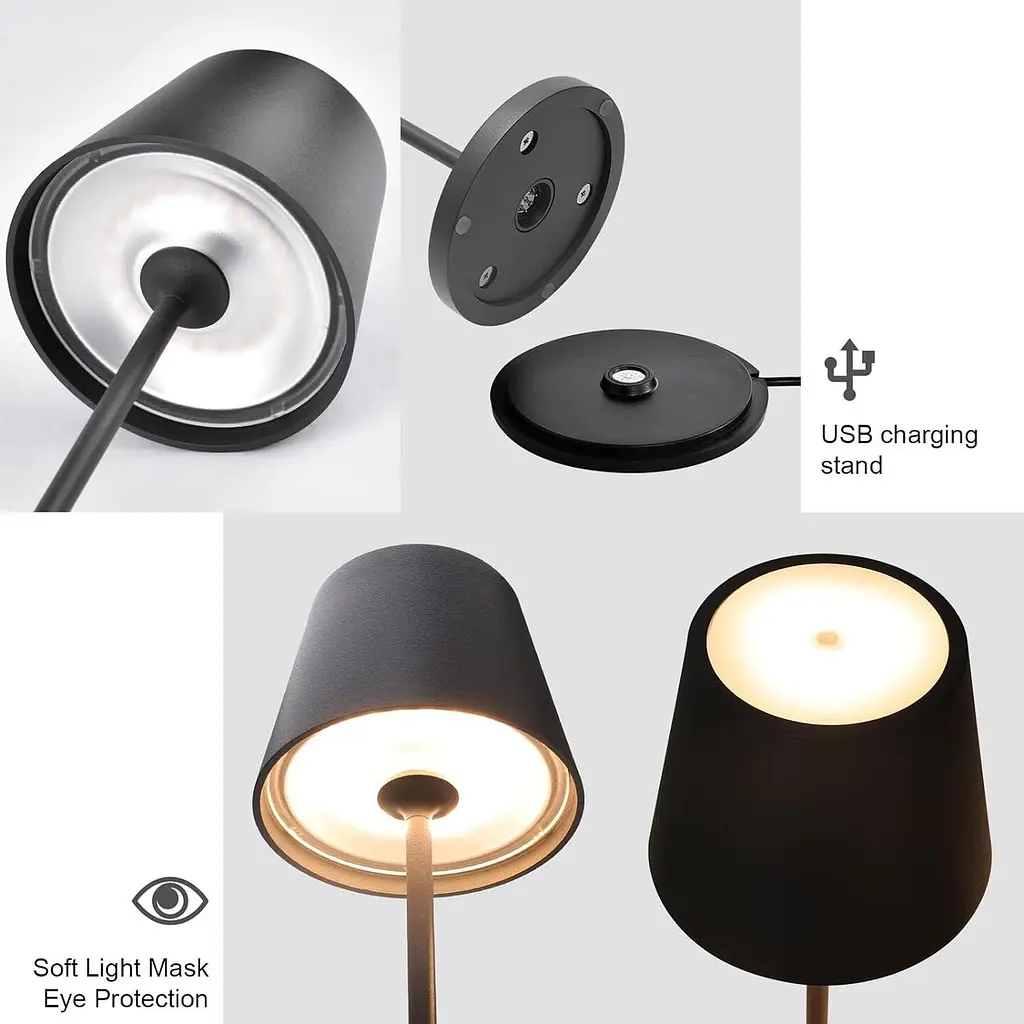 ЧорніУпаковка з 2 світлодіодних настільних ламп Klighten з регульованою яскравістю, теплий світловий тон 3000 К, дизайнерська - фото 3