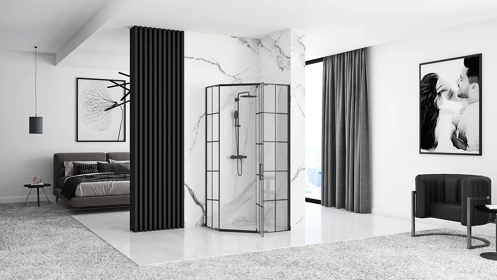 Душова кабіна Rea Hex 90x90 black REA-K8979, Чорний, Універсальна, прозорий - фото 3