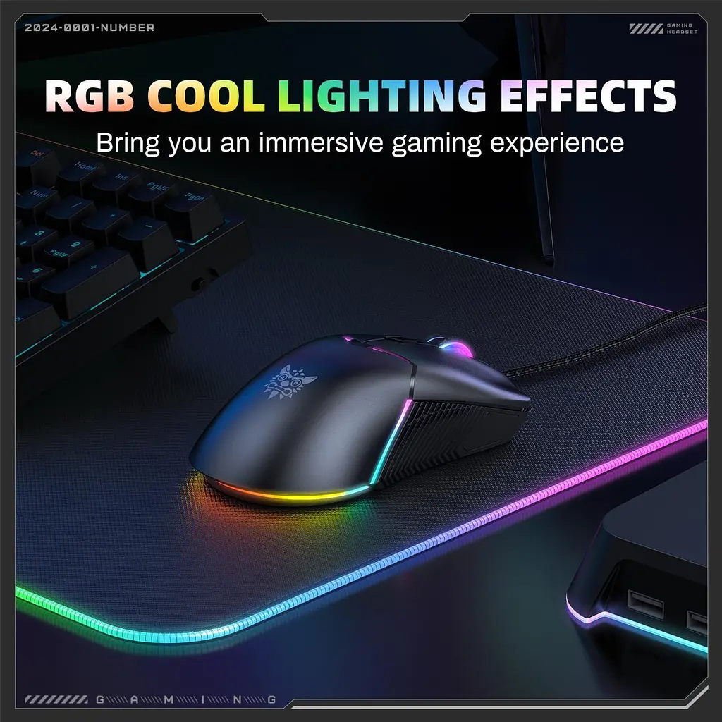 Комп'ютерна мишка Onikuma ігрова CW-95 з RGB підсвіткою для ПК 6400 DPI дротова USB для комп’ютера та ноутбука - фото 5