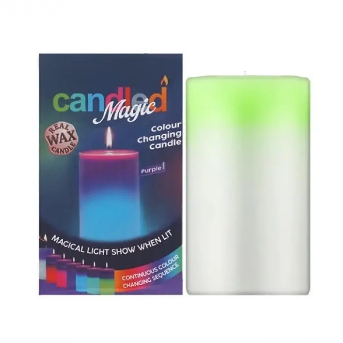 Свічка із воску з різнобарвним підсвічуванням зелена 10 см Magic Candle 7 color - фото 4