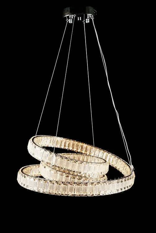Хромована LED-люстра Splendid Ray LD8879/500/1 LED (CH), 50 см з переплетеними кришталевими кільцями - фото 3