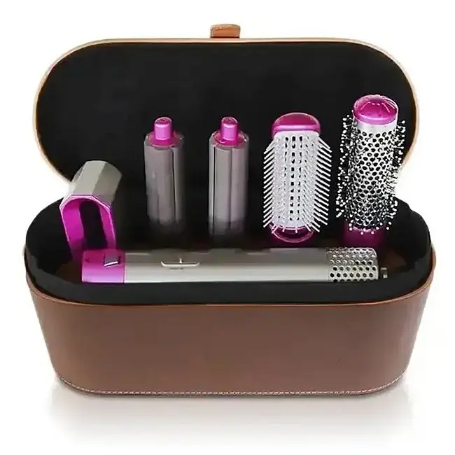 Стайлер фен щітка для волосся 5в1 Hair Brush в кейсі 1000Вт UKC 9234 Pink ТР - фото 2