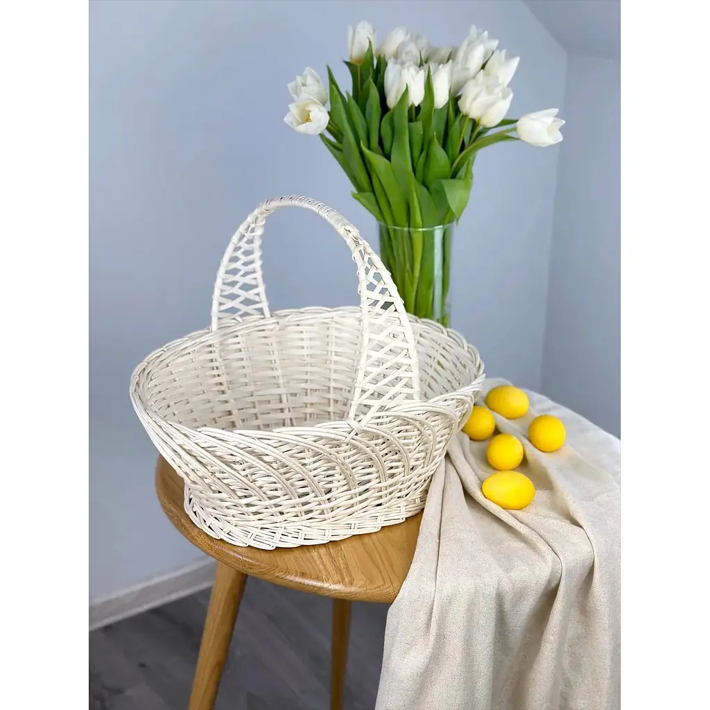 Комплект Пасхальная корзина Галичина белая с полотенцем 70х45 см Луч и свеча - фото 6