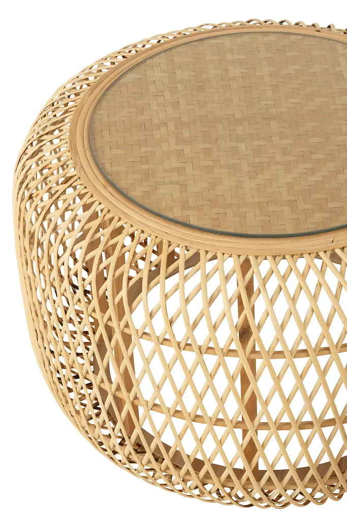 Столики кавові J-line з бамбука та ротанга зі скляною стільницею 2 шт. (46351) - фото 3