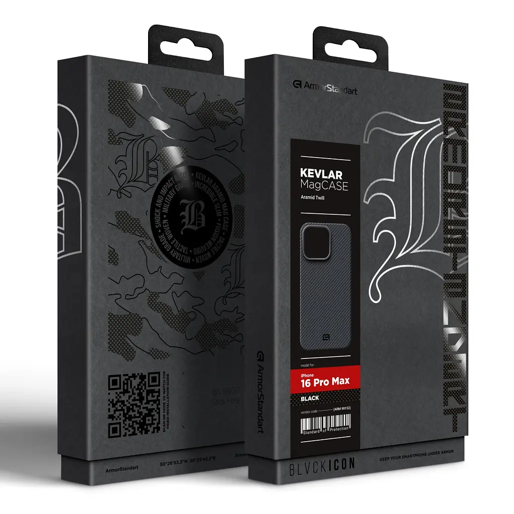 Чохол до мобільного телефона Armorstandart BlackIcon Aramid Twill MagCase Apple iPhone 16 Pro Max Black (ARM90152) - фото 2