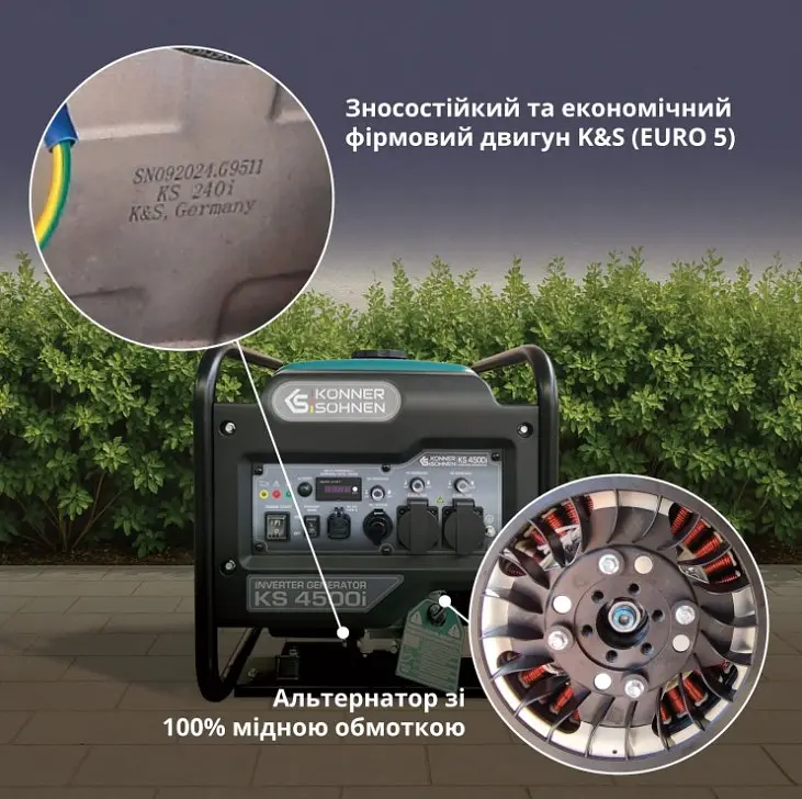 Інверторний генератор Konner&Sohnen 4.2/4.5кВт KS 4500i - фото 11