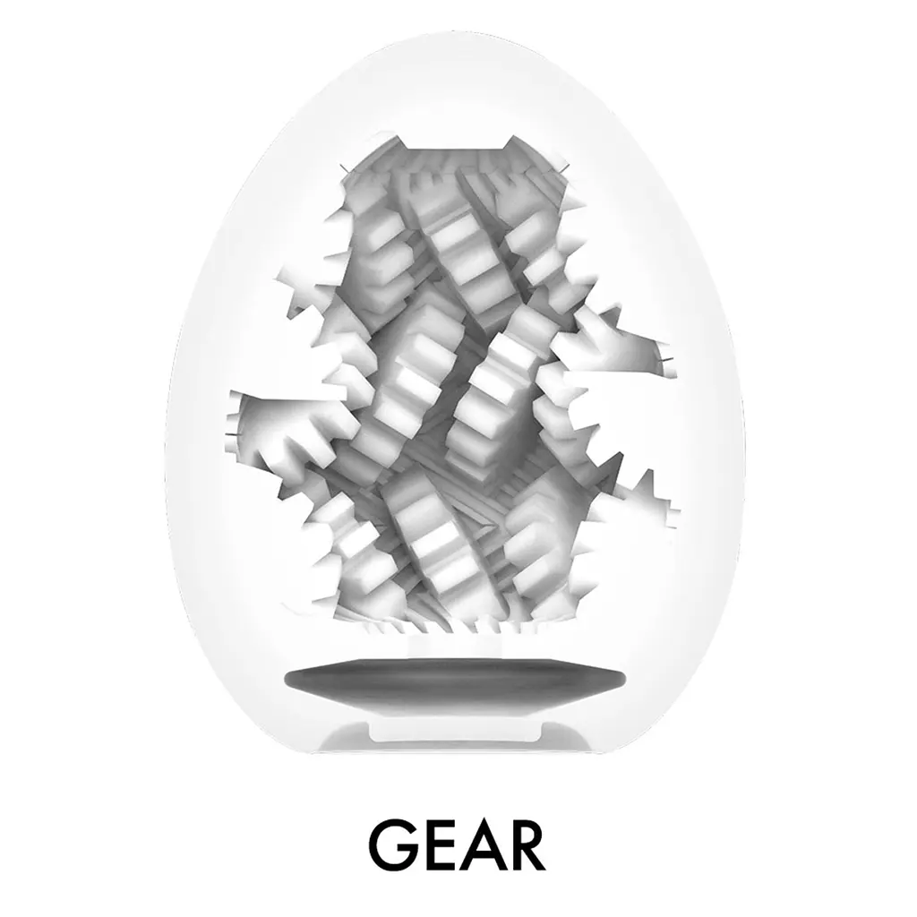Мастурбатор-яйце Tenga Egg Gear, щільний TPE, пробник лубриканту 5 мл - фото 3