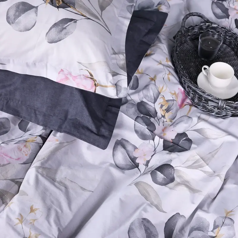 Наволочка MirSon Поплін 00-7 Pink Flowers 40х60 см біло-сіра з рожевим (2200009706653) - фото 8