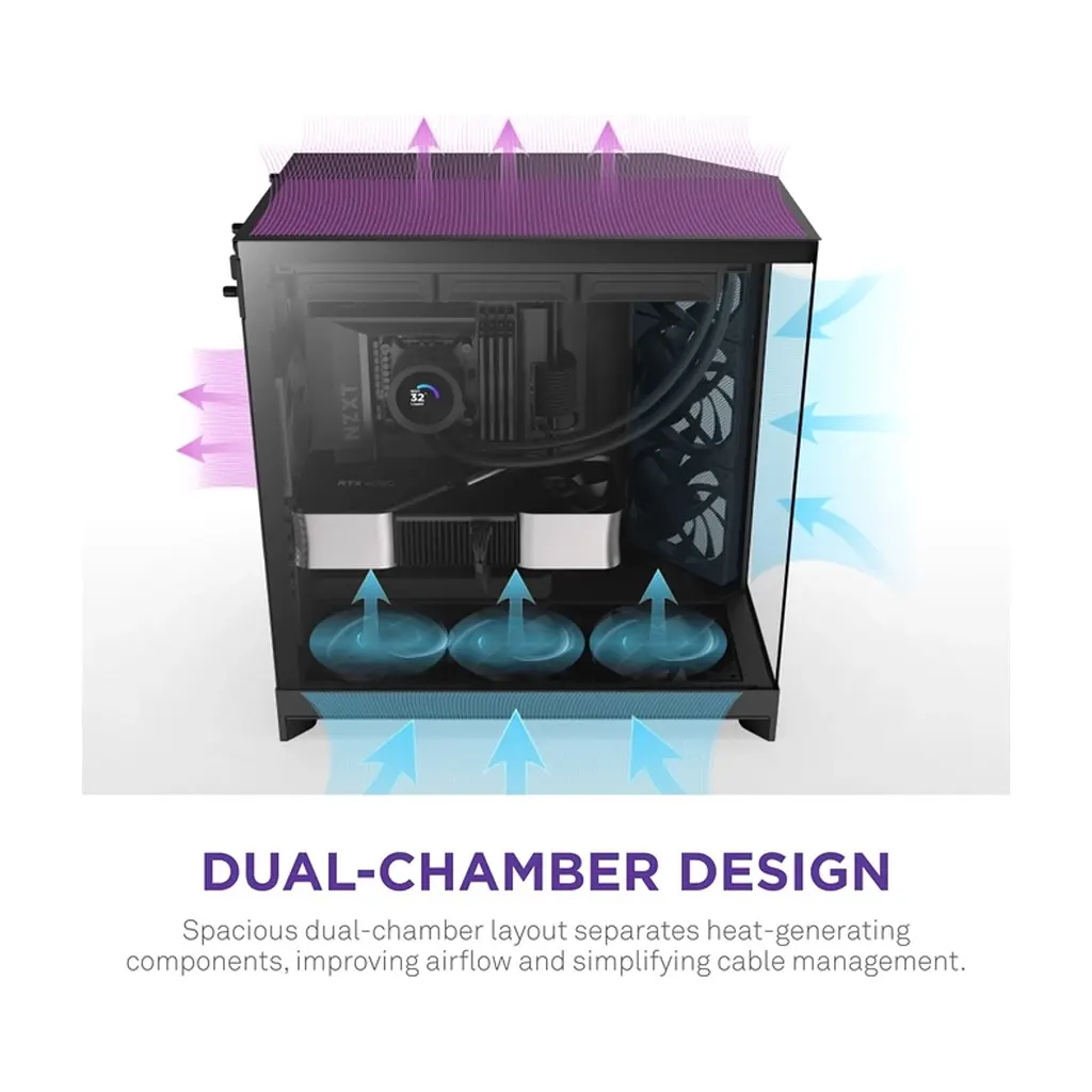 Корпус для ПК NZXT H9 Flow Dual-Chamber All Black (CM-H92FB-01) - фото 6