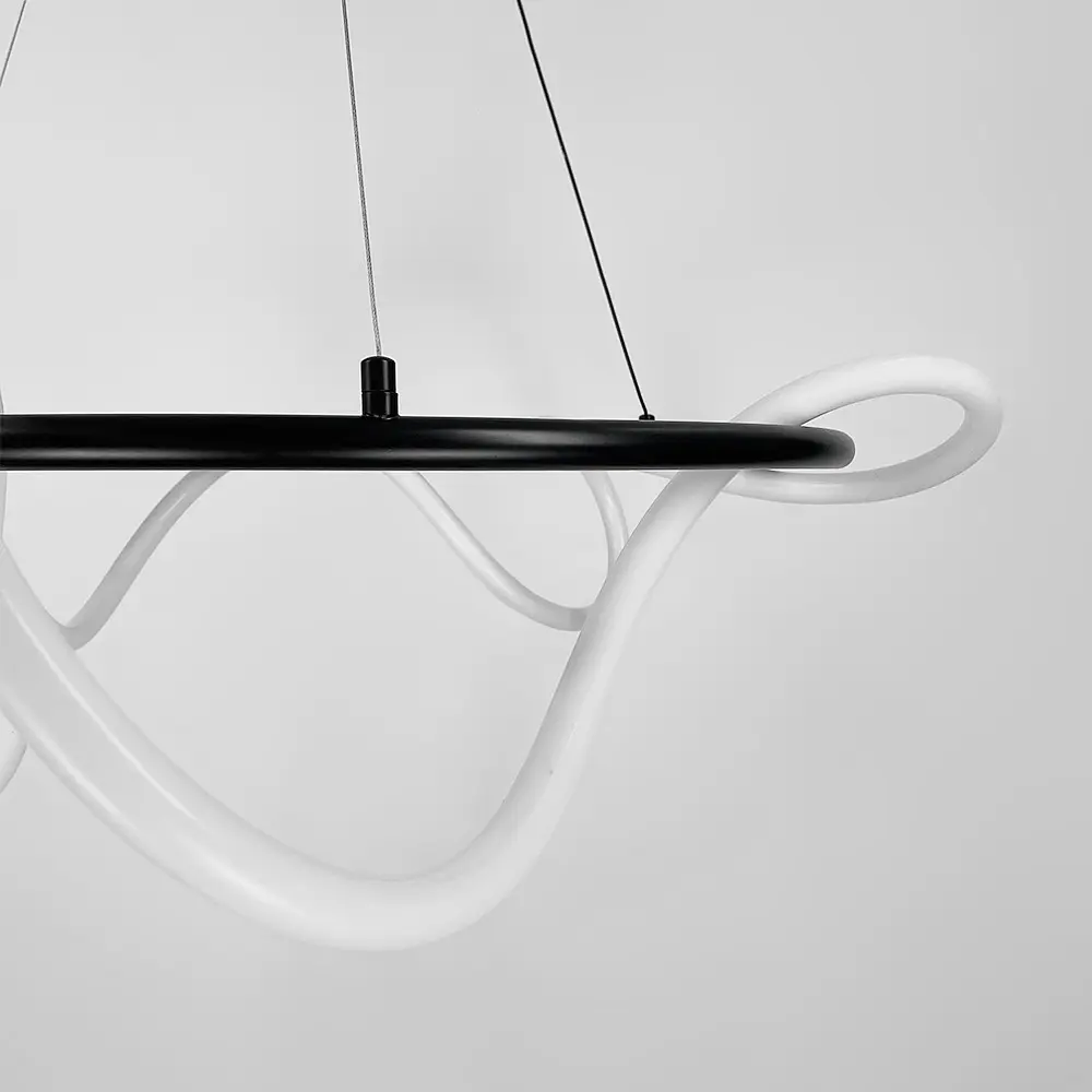 Кольцевая черная люстра с гибкой LED лентой Ø105 см (кольцо 80 см) | Ст. Y 410-800 BK | Line F - фото 3