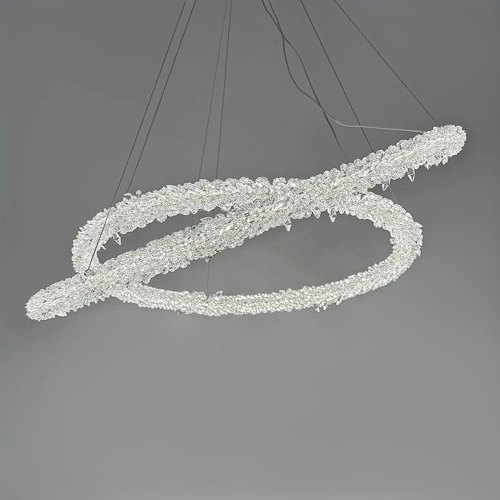 Невероятная хрустальная подвесная люстра Ø 80+60 см Ст. MD9105R-800+600 CH | Line F - фото 3