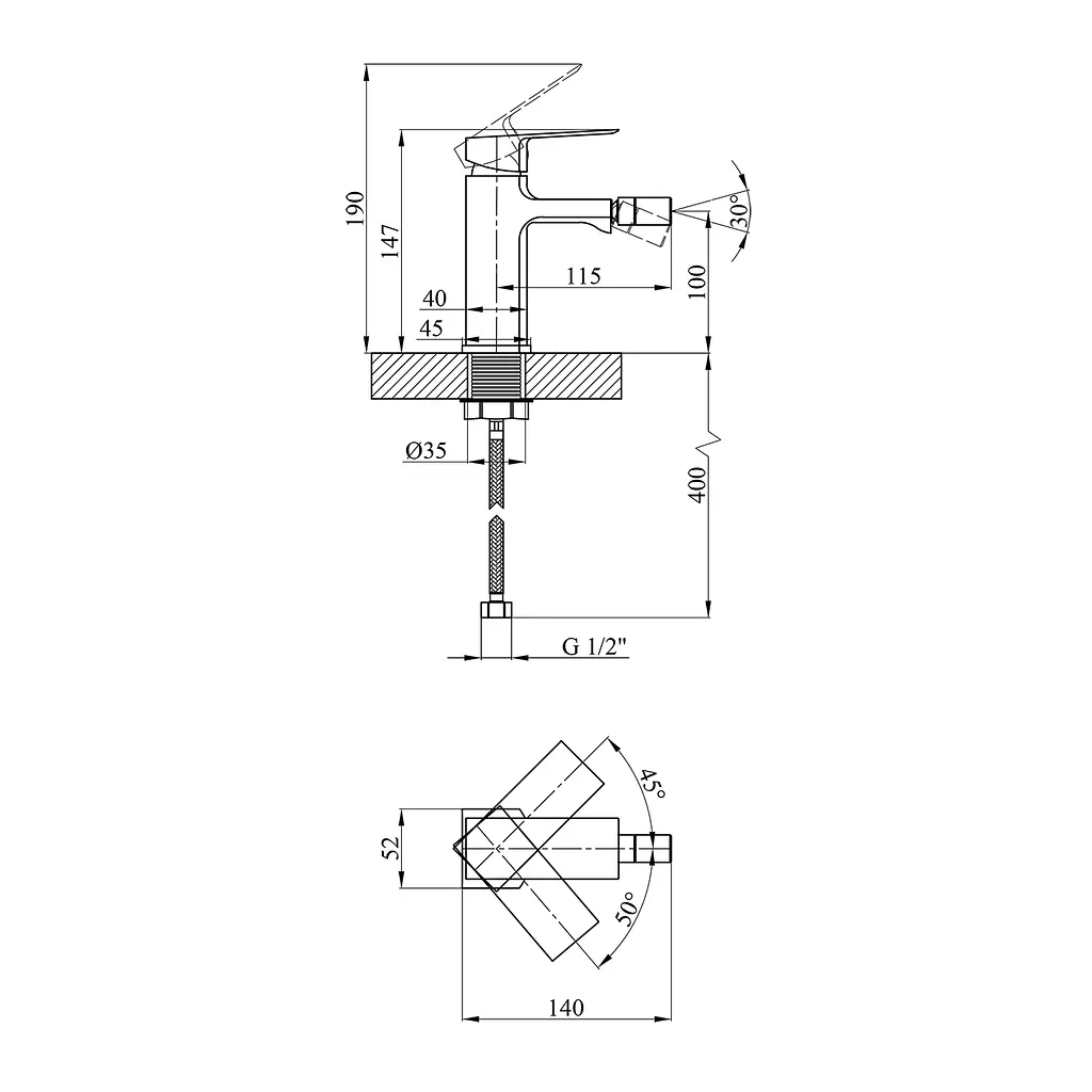 Смеситель для биде Kroner KRM Harz - C020 (CV023614) - фото 6