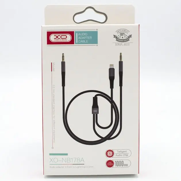 Кабель XO NB178B 2 in 1 audio adapter cable DC3.5 TO DC3.5 + TYPE-C 1M Black - фото 2