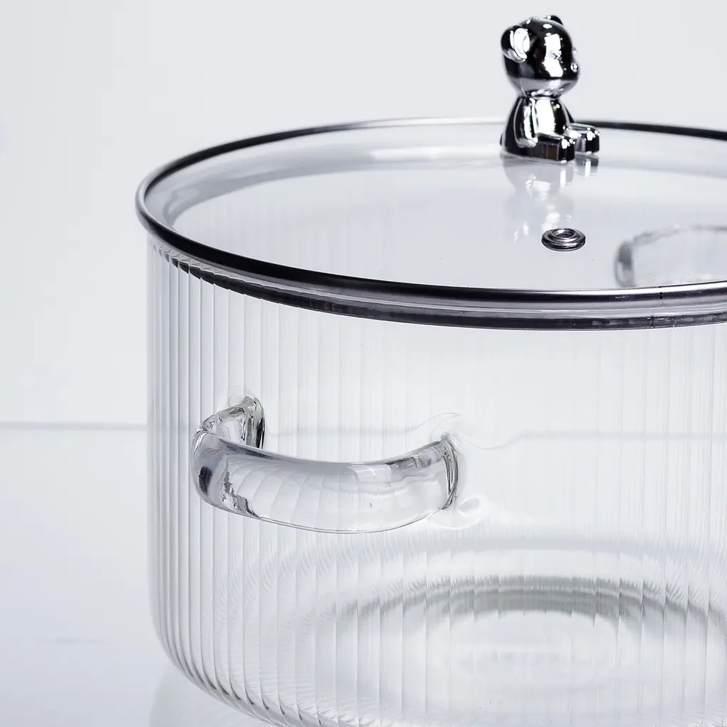 Каструля скляна Yiwu HP-34-103 з боросилікатного скла 3.5 л 20 см для варіння та тушкування - фото 3
