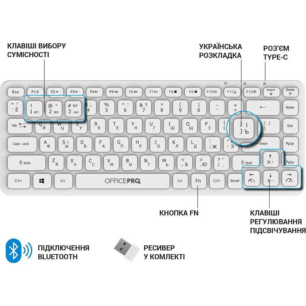 Клавіатура OfficePro SK790W [128849] - фото 11