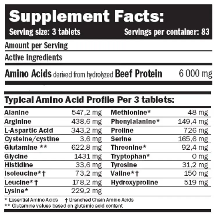 Комплексні яловичі амінокислоти Amix BEEF Amino 250 таблеток - фото 2