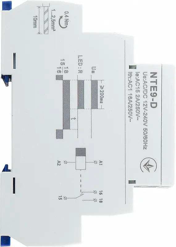 Реле часу затримки вимкнення без джерела живлення NTE9‑D AC/DC 12‑240V АСКО‑УКРЕМ (A0010240009) - фото 3