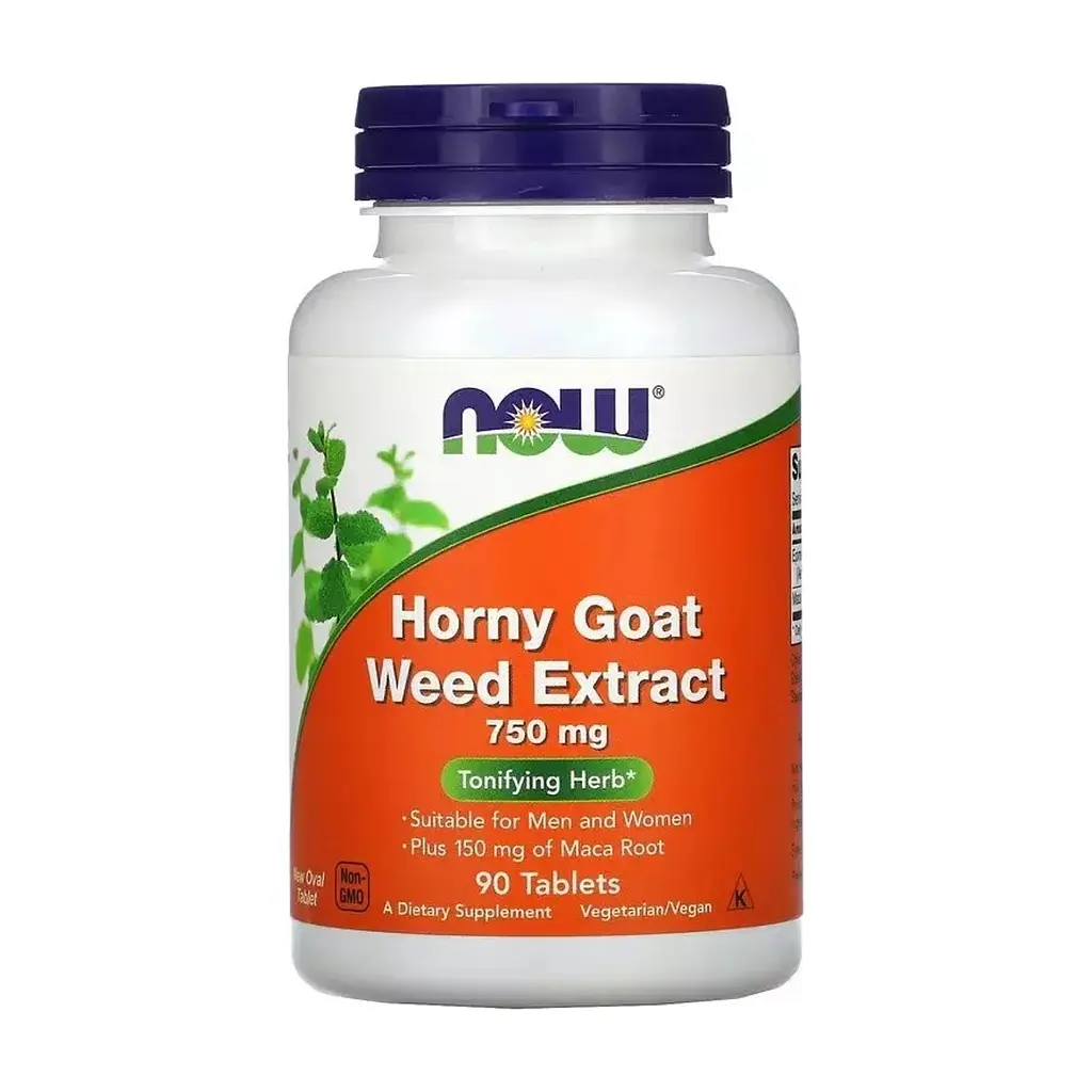Вітамінно-мінеральний комплекс Now Foods Горянка (епімедіум), 750 мг, Horny Goat Weed Extract, 90 таблеток (NOW-04758)