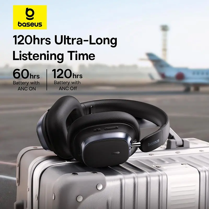 Накладные наушники Baseus Bowie H1s, Noise-Cancellation Wireless Headphones, BT5.4, ANC, 800mAh, 60h, 120h, black - фото 13