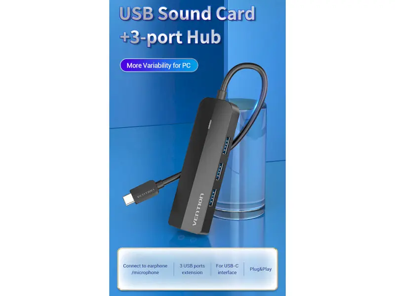 Док-станція для ноутбука Vention Hub USB 3.1 Type-C Black (TGQBB) - фото 10